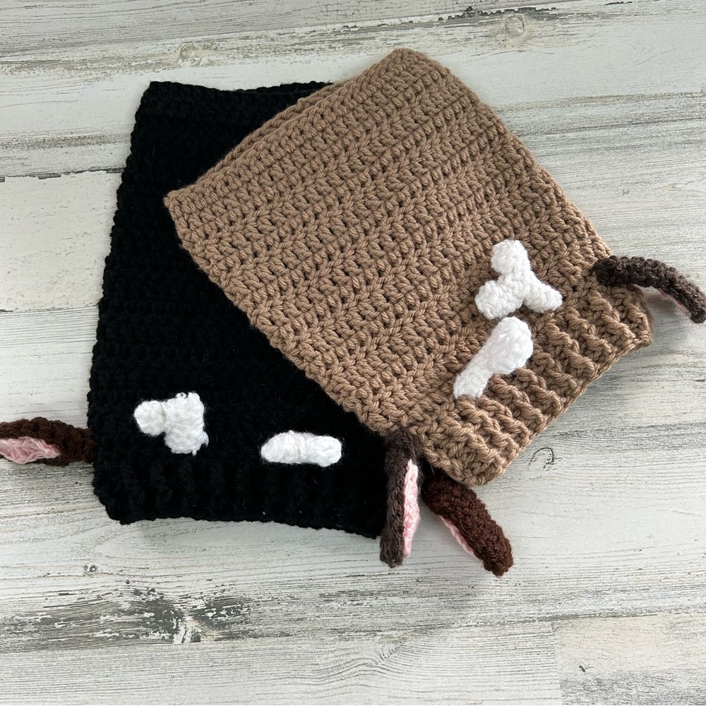 DOG Crochet Handmade Reindeer Sighthound Snoods Set of two in Black and Tan